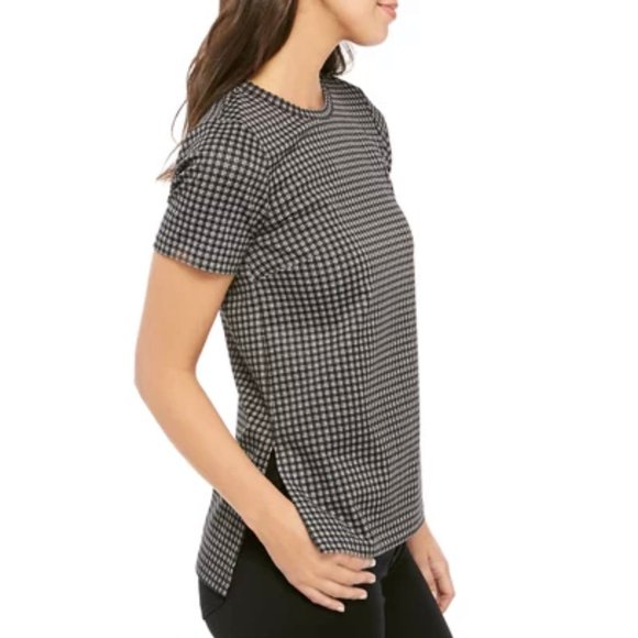 Michael Kors Сheck Tunic Top Black White Knit Wmns - Picture 3 of 4